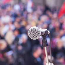 image mic in front of crowd