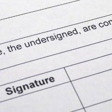 photo detail of a blank petition form