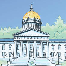 statehouse cartoon on blue background