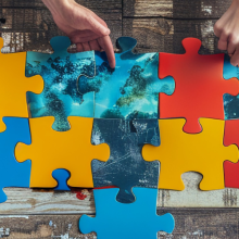 hands building a puzzle together