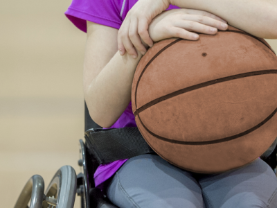 photo of young girl ready to play wheelchair basketball