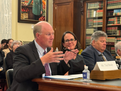 photo of Ted Brady testifying in U.S. Senate subcommittee meeting room