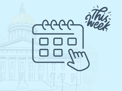 Drawing of Vt State House and icon of calendar with the words This Week\