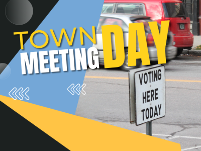 Town Meeting Day with Voting Here Today sign