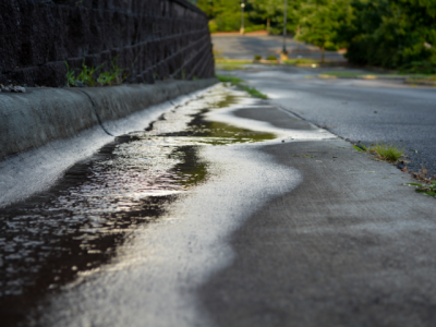 stormwater running down street