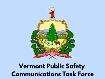 Seal of the state of Vermont and hte words Vermont Public Safety Communications Task Force