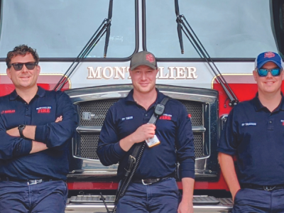 montpelier firemen in front of fire truck