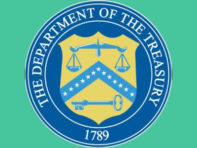 seal of the U.S. Treasury Department on green background