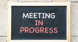 Image meeting in progress sign