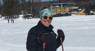 Marguerite Ladd outdoors for cross-country skiing