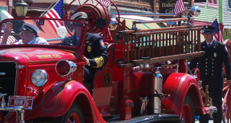 classic fire truck in parade