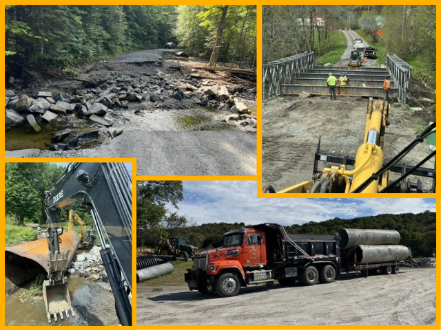 photo collage of Cabot Vt road crew at work